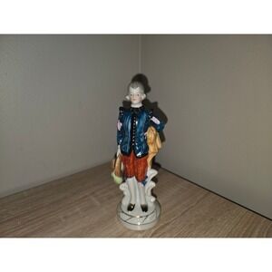 Vintage Hand Painted Porcelain Colonial Gentleman Figurine Occupied Japan Blue